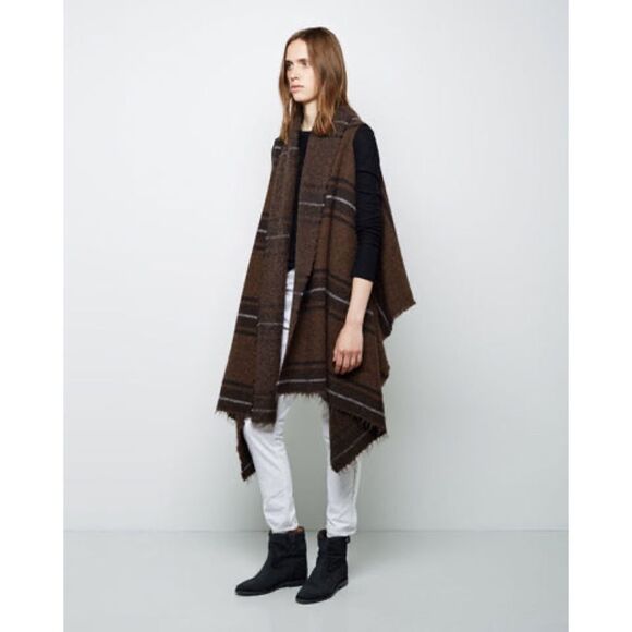 ISABEL MARANT Idoa wool mohair blend blank Kaftan Vest - Picture 1 of 12